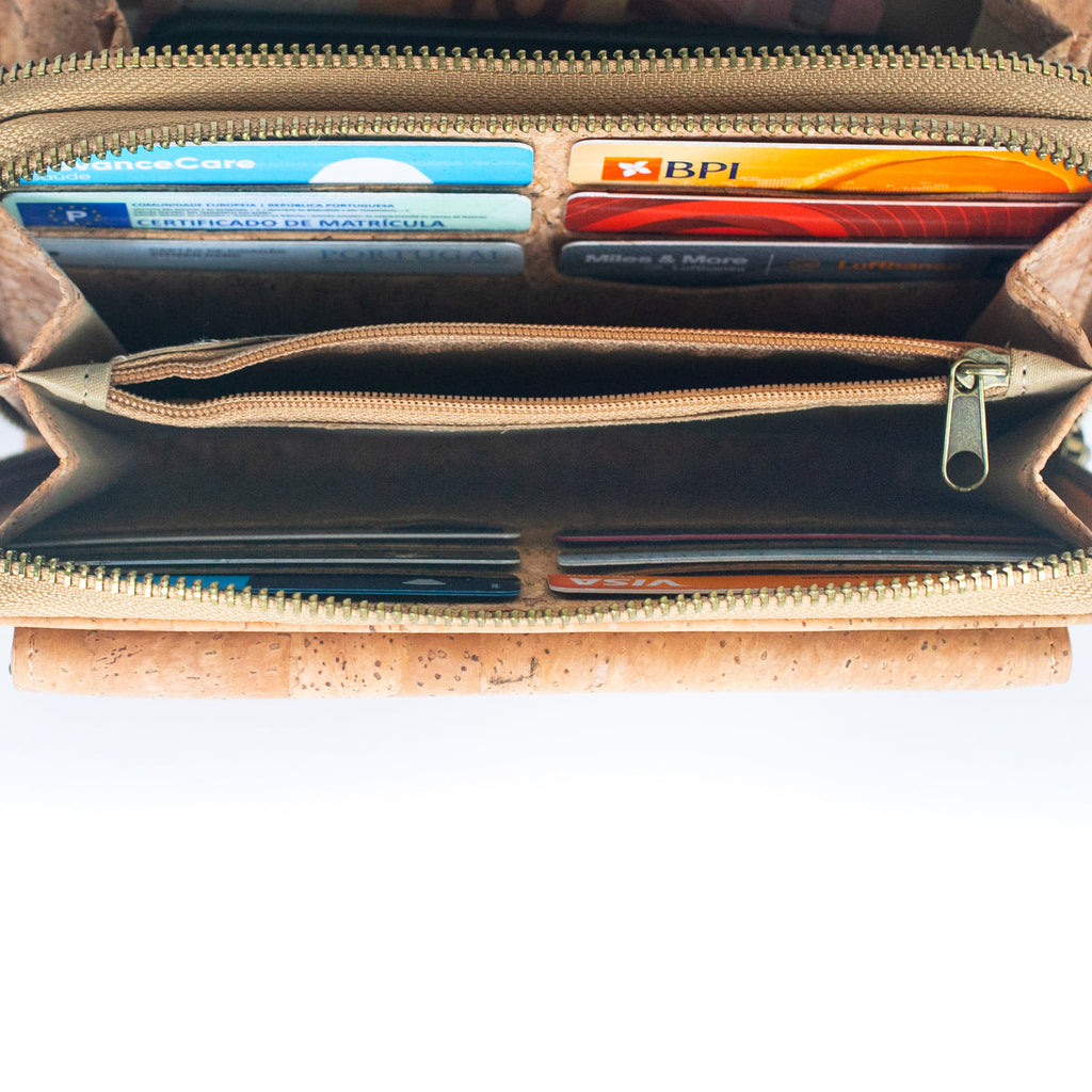 Bolso bandolera de corcho elegante con bolsillo delantero y monedero para teléfono móvil BAG-2271