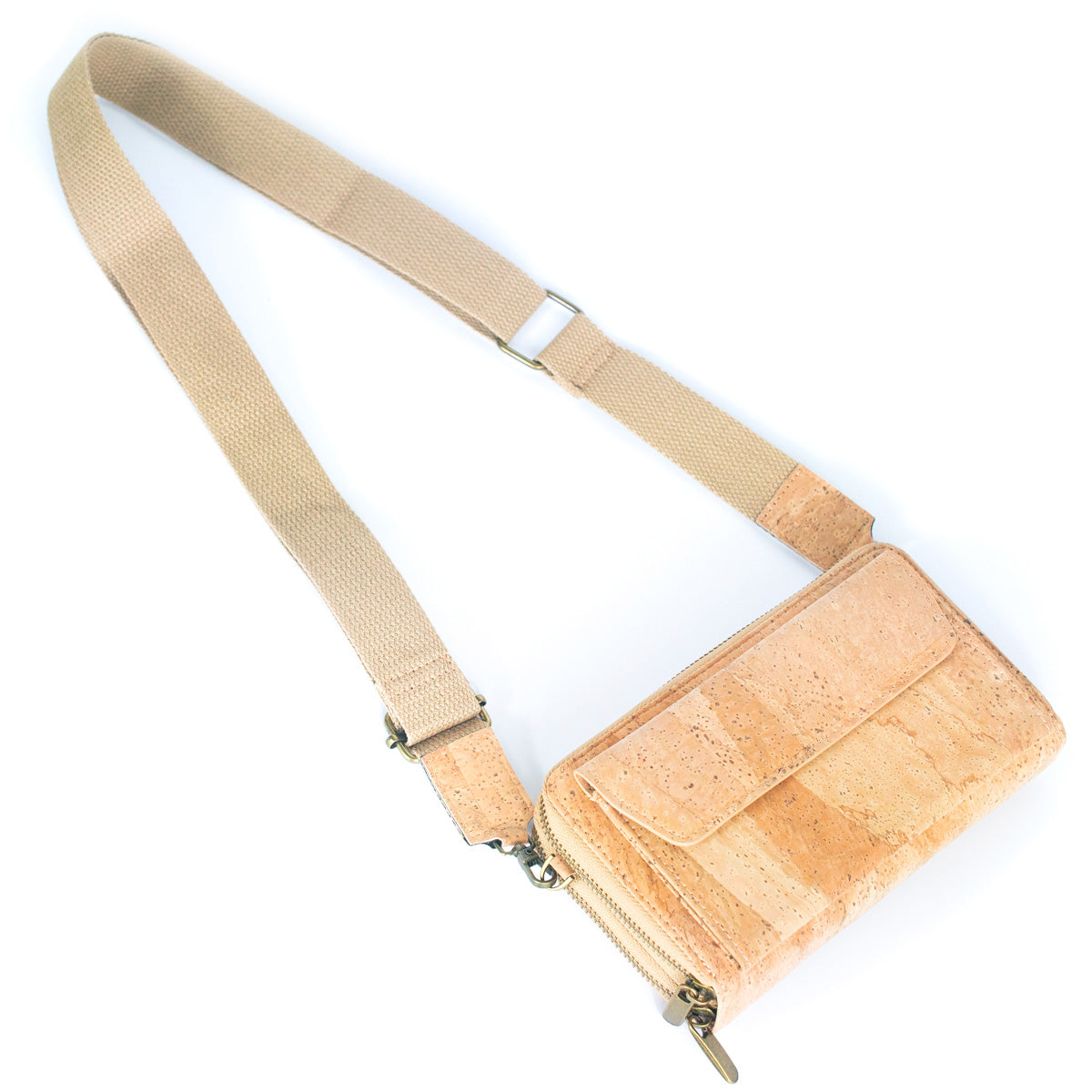 Bolso bandolera de corcho elegante con bolsillo delantero y monedero para teléfono móvil BAG-2271