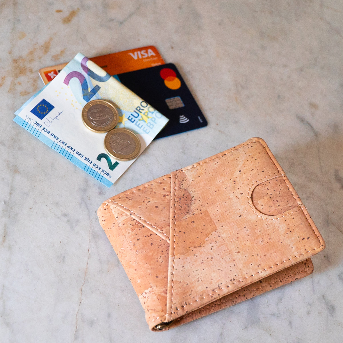 Cartera Minimalista de Corcho con Pinza para Billetes RFID Blocking Bifold BAG-2276