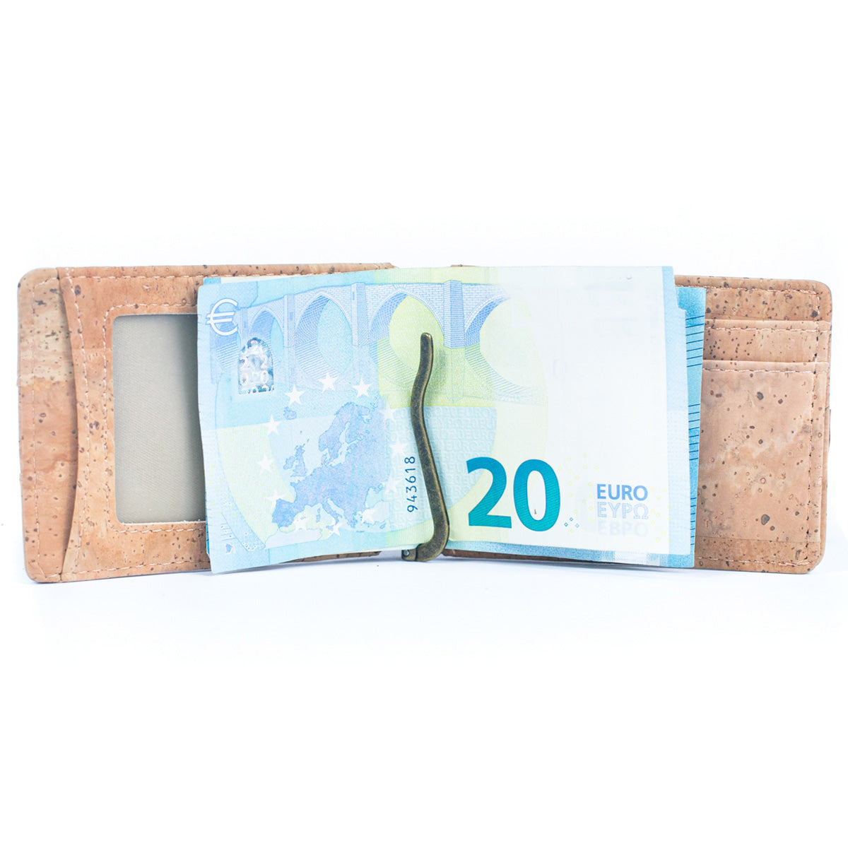 Cartera Minimalista de Corcho con Pinza para Billetes RFID Blocking Bifold BAG-2276