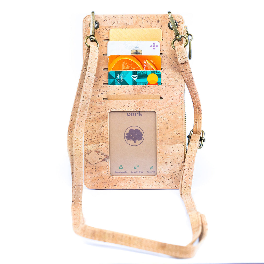 Elegante Handy-Tasche für Damen aus Naturkork mit Kartenfächern BAG-2298