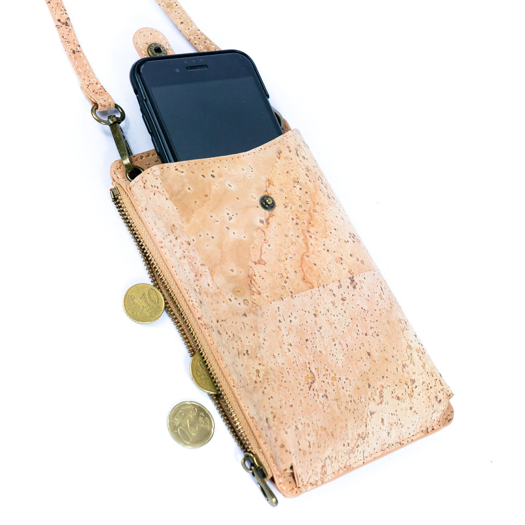 Elegante Handy-Tasche für Damen aus Naturkork mit Kartenfächern BAG-2298