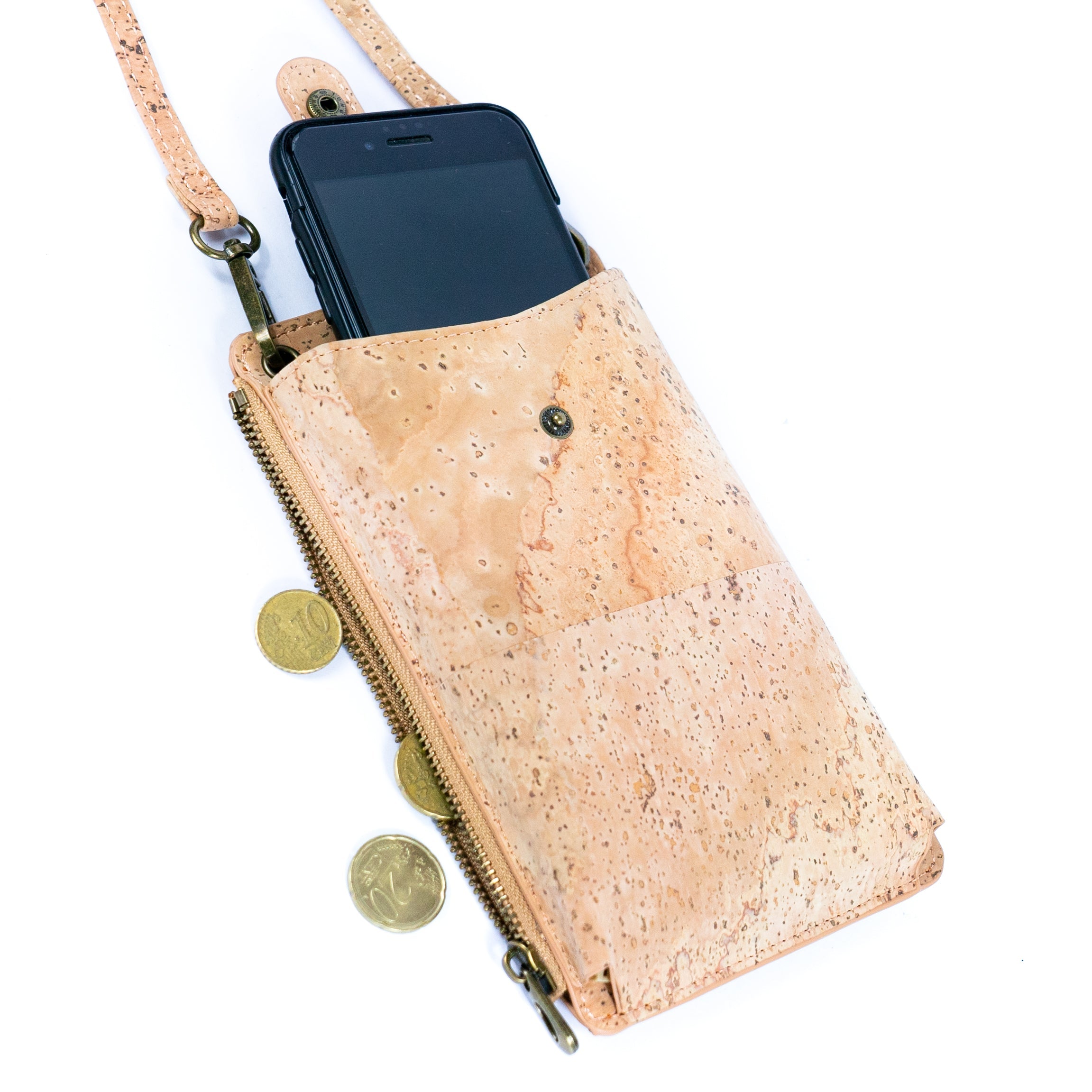 Elegante Handy-Tasche für Damen aus Naturkork mit Kartenfächern BAG-2298