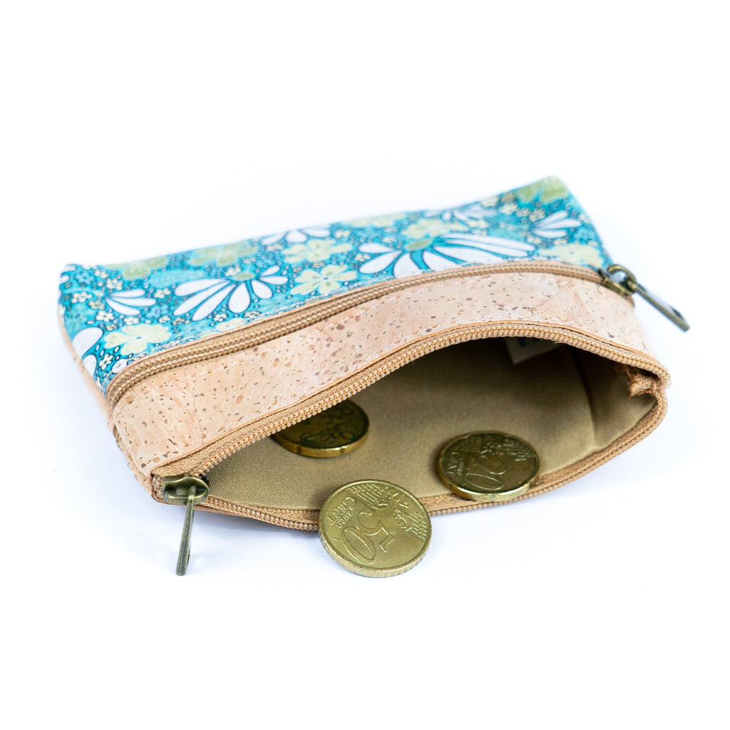 Triple Zip Cork Coin Purse BAG-2325