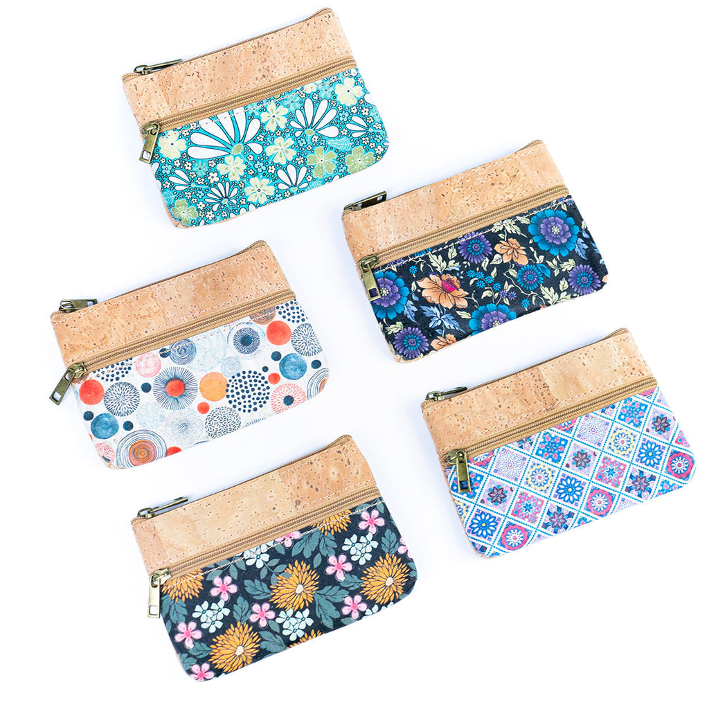 Triple Zip Cork Coin Purse BAG-2325