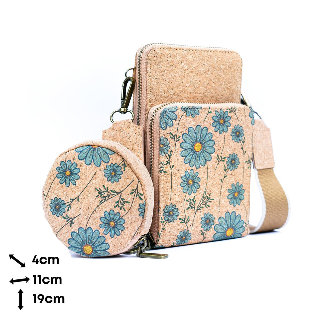 Doppellagige Handytasche aus Naturkork für Damen mit Aufdruck BAG-2312