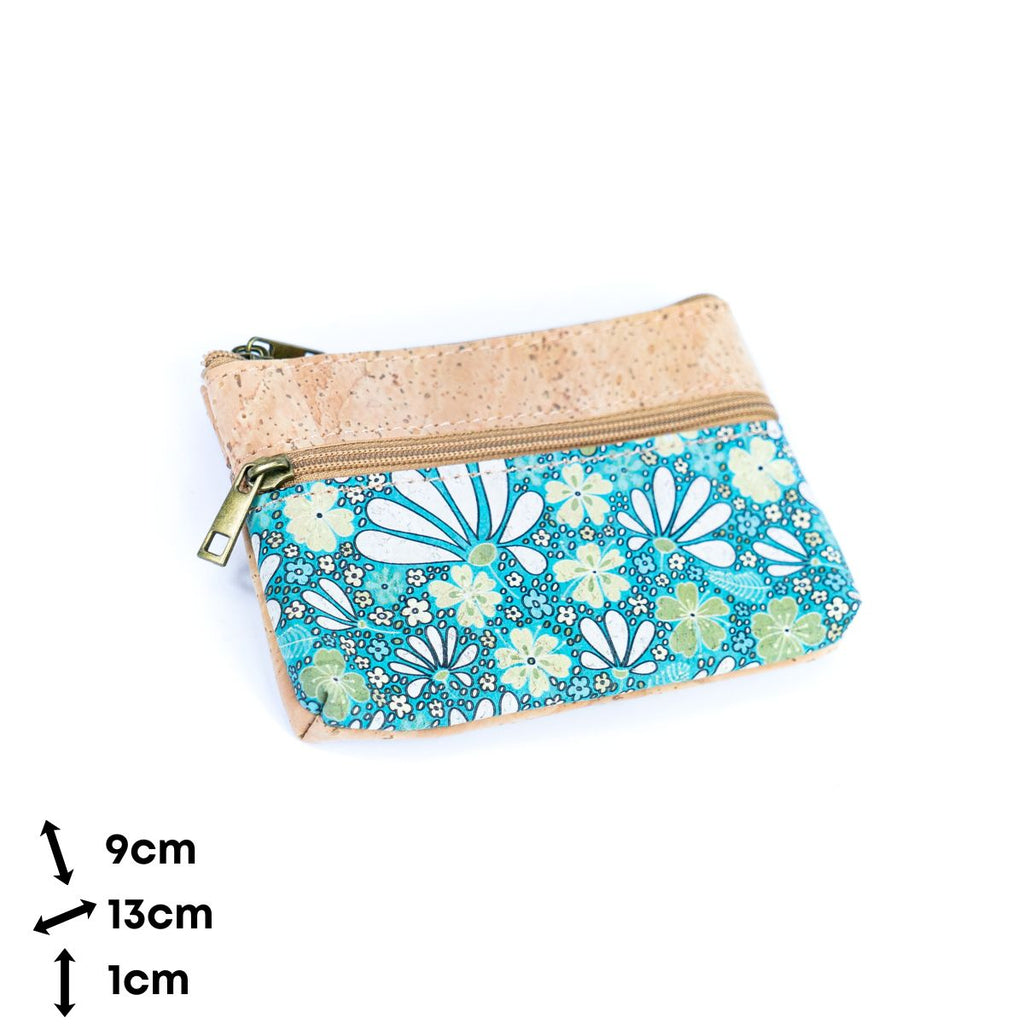 Triple Zip Cork Coin Purse BAG-2325