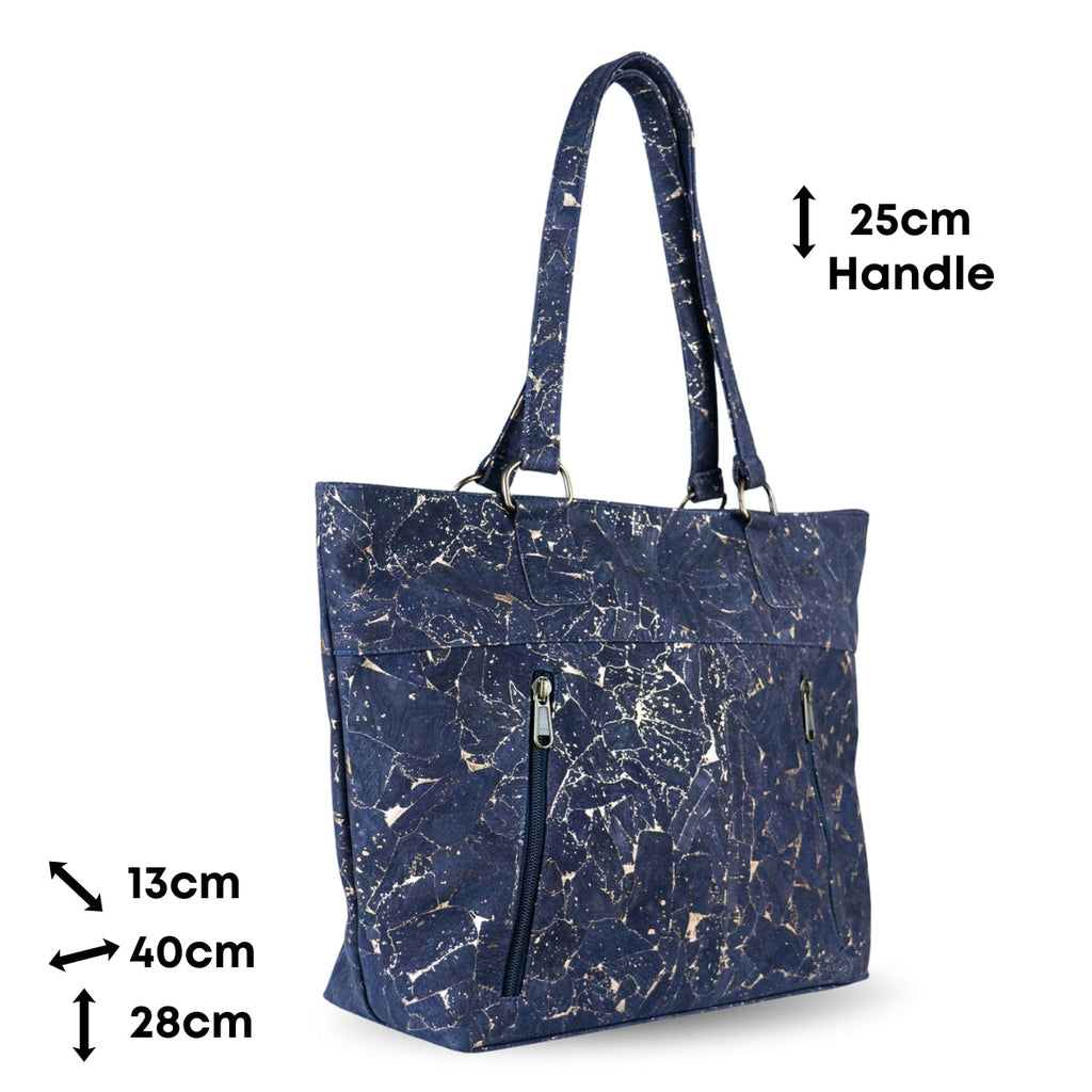 Bolso tote de corcho ecológico con estampado de mármol - Bolso de hombro de cuero vegano BAGP-340