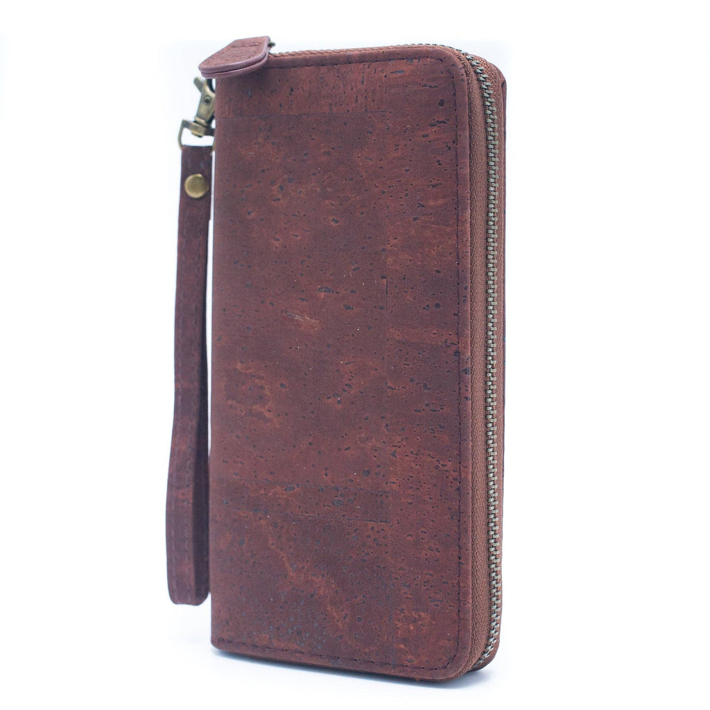 Brown Blue and black women cork card wallet with hand strap BAG-2206