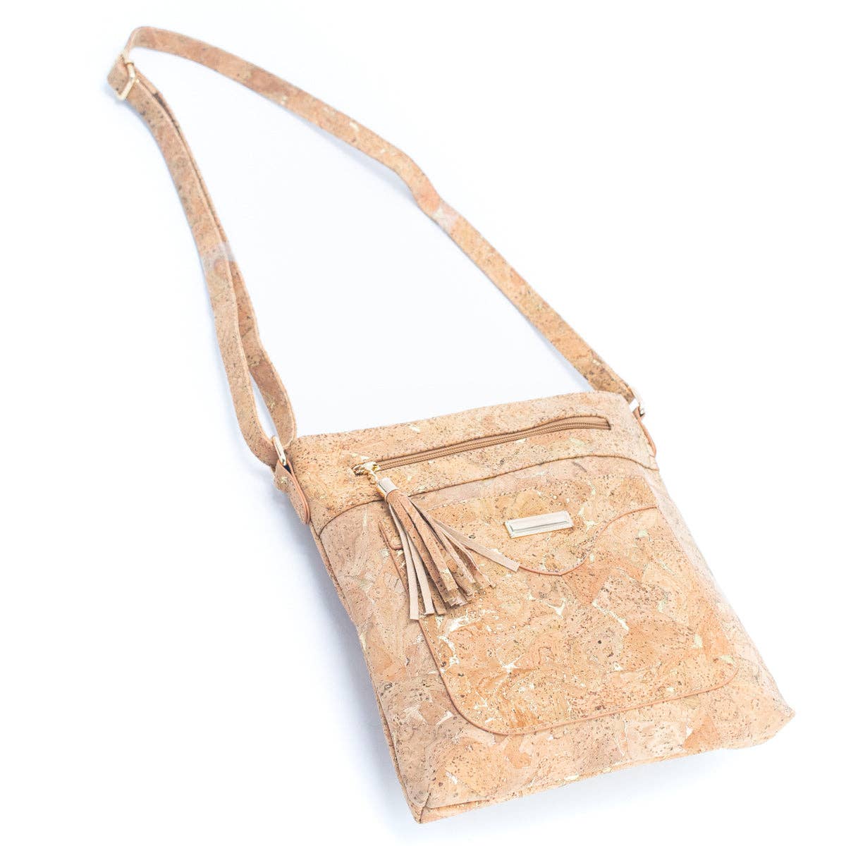 Women's Crossbody Bag in Natural Cork with Gold or Silver Accents BAG-2249