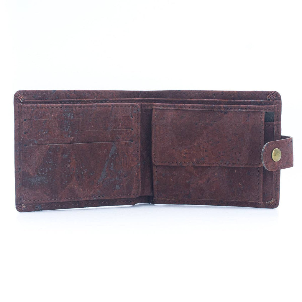 Schlankes zweifach faltbares Portemonnaie aus Kork mit Druckknopf BAG-2270-WALLET