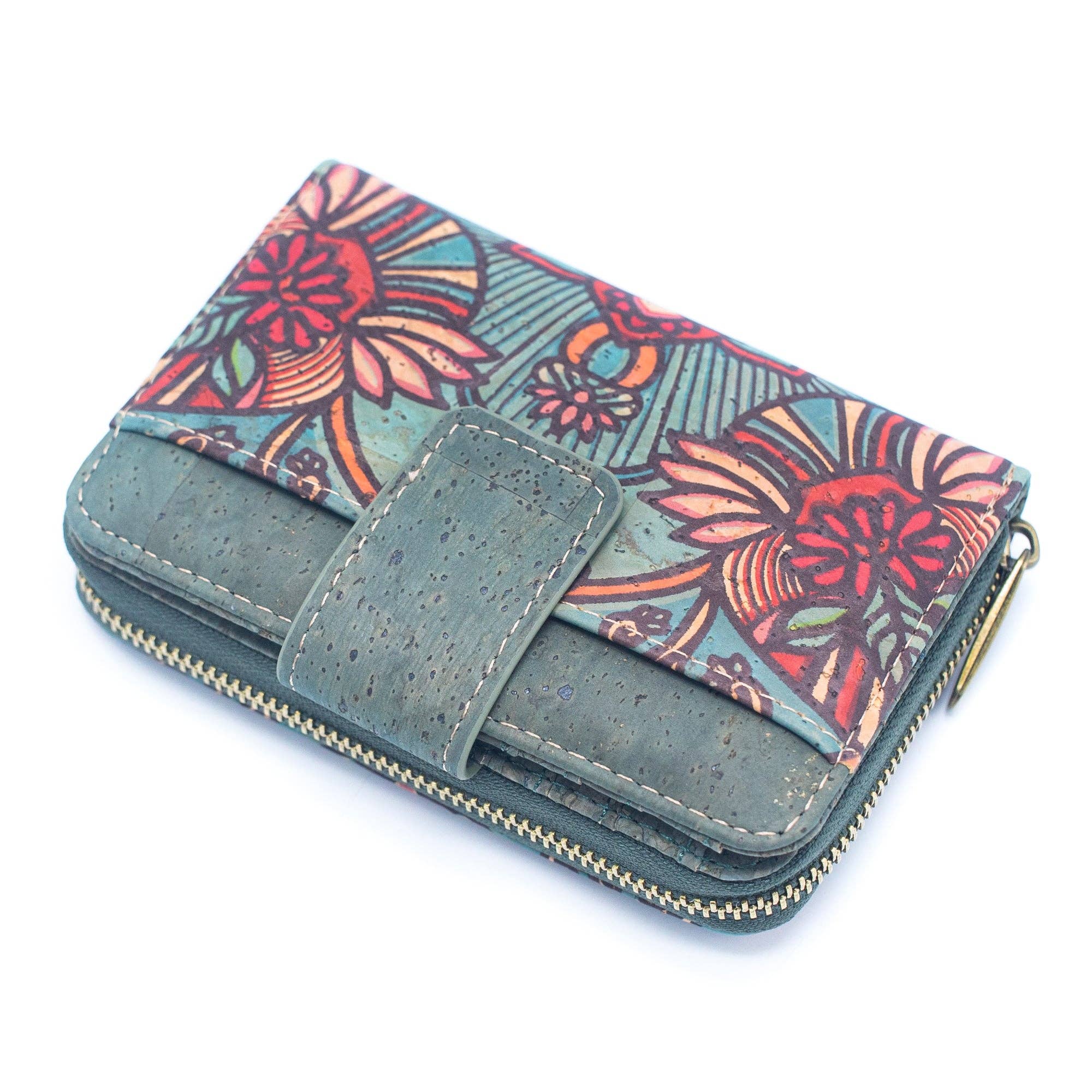 Turquoise Color Ladies Pattern Cork Wallet BAG-2088