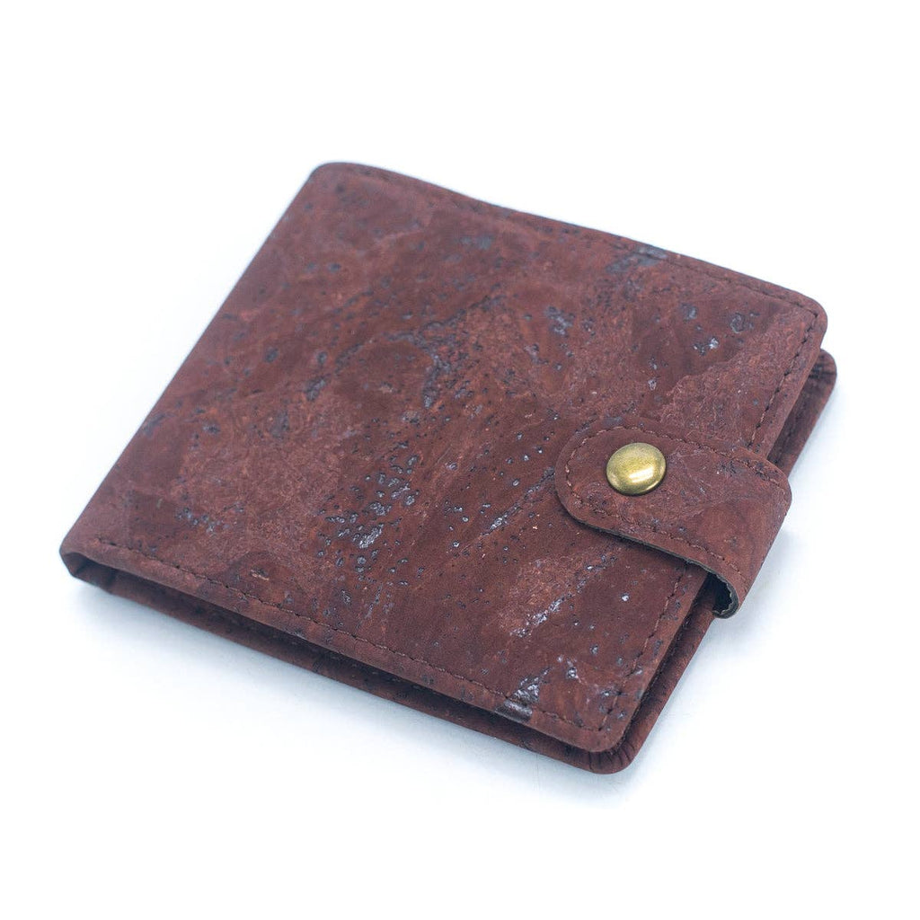Schlankes zweifach faltbares Portemonnaie aus Kork mit Druckknopf BAG-2270-WALLET