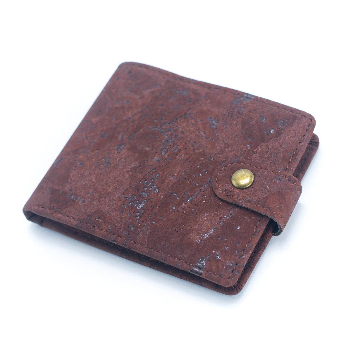 Schlankes zweifach faltbares Portemonnaie aus Kork mit Druckknopf BAG-2270-WALLET
