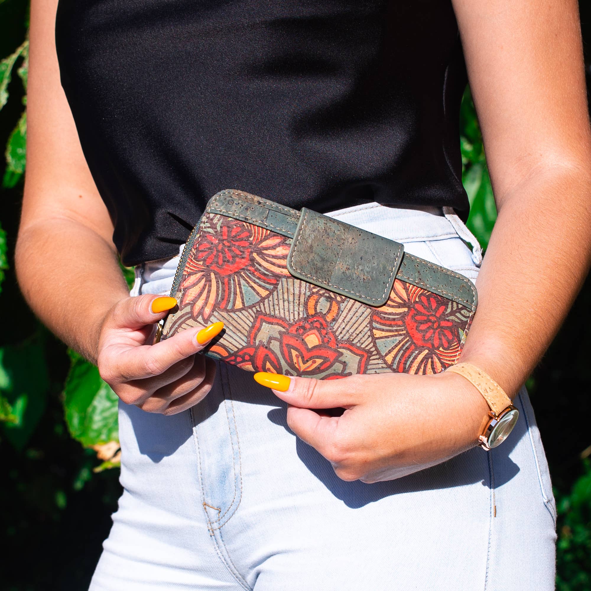 Billetera Bifold para Mujer de Corcho Color Turquesa con Diseño de Corcho BAG-2089