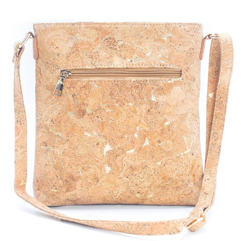 Corcho Natural con Acentos Dorados y Plateados - Bolso bandolera de Corcho para Mujer BAG-2251