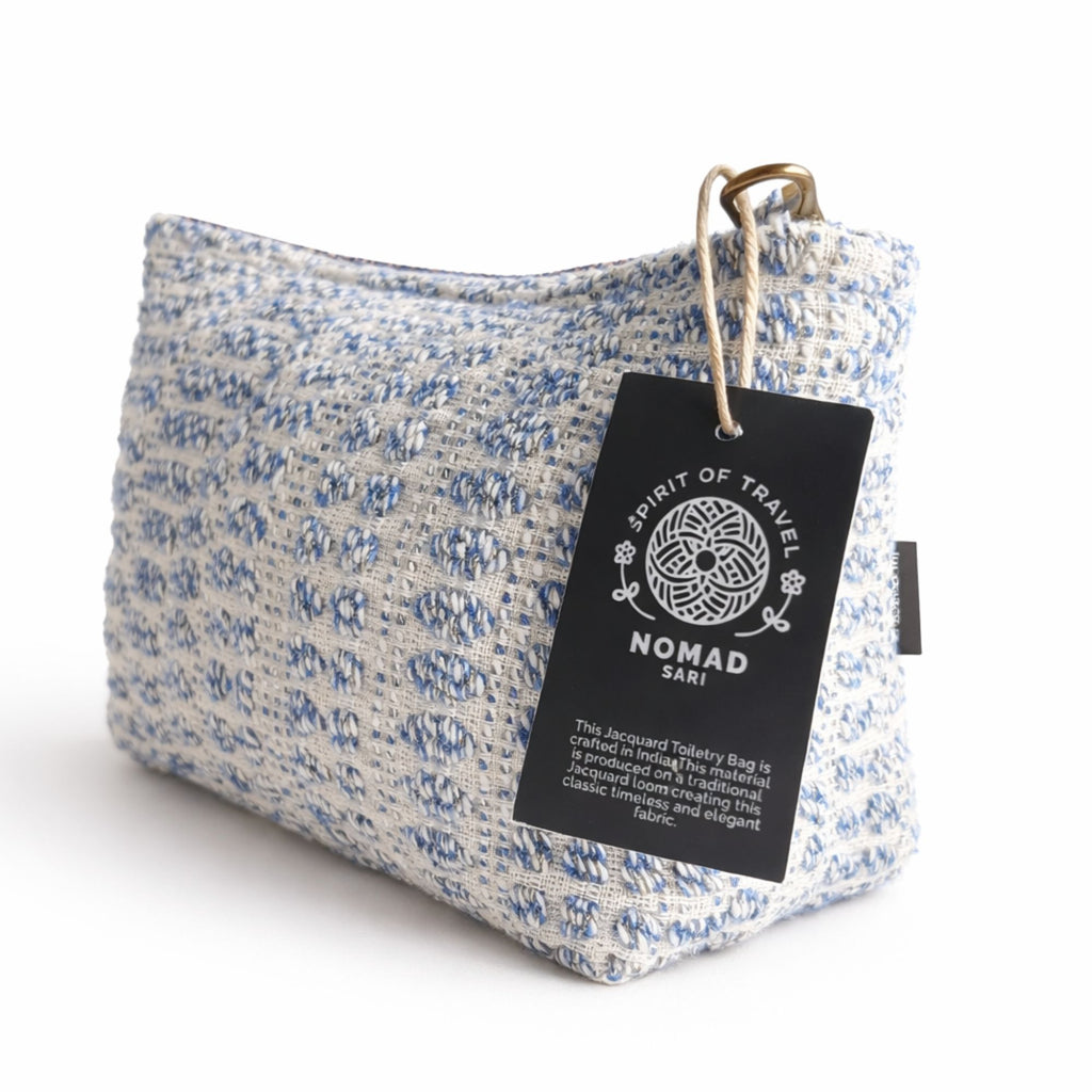 Nomad Sari Indische Jacquard Kulturtasche – Indigo Echo