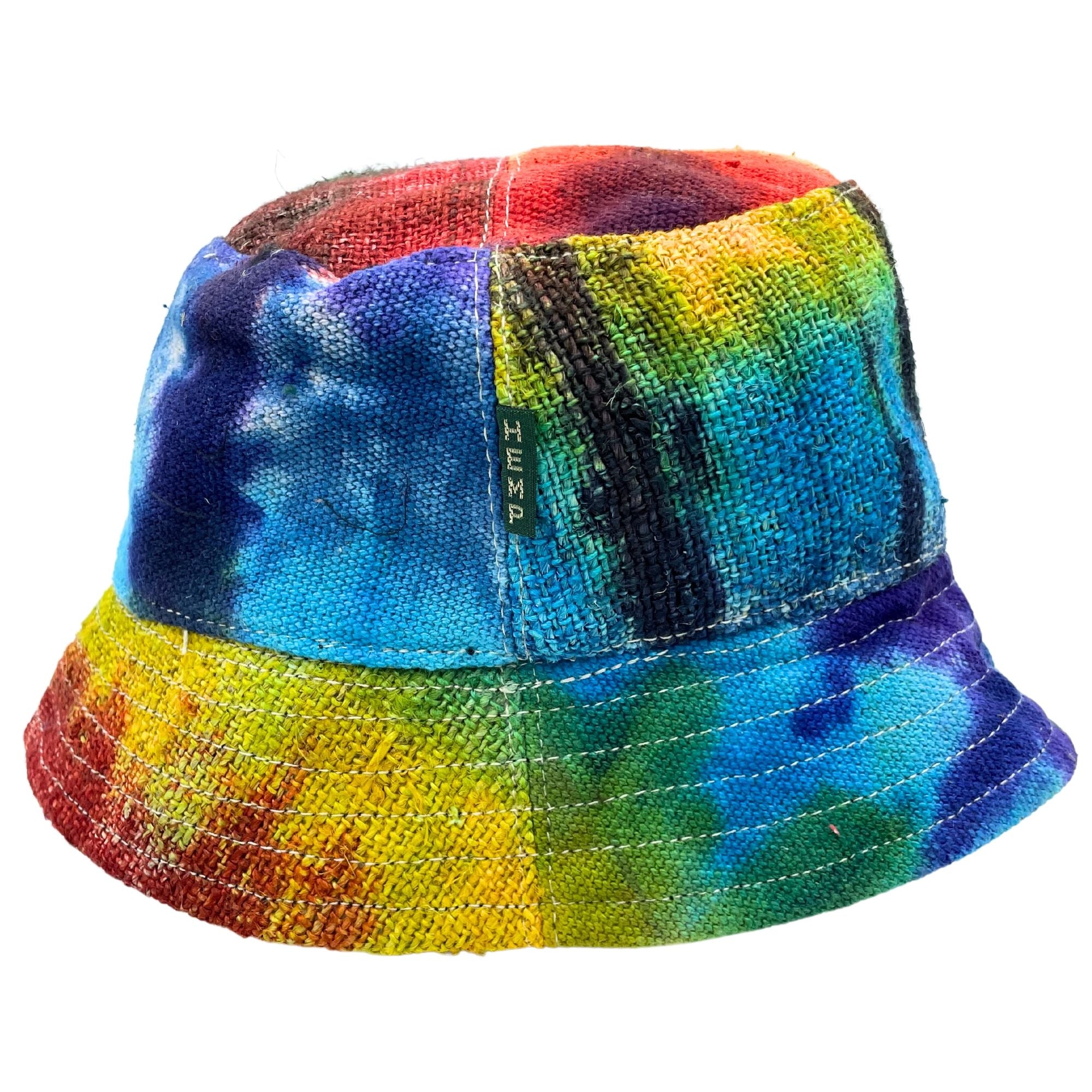 Chapéu boho festival em cânhamo e algodão com aplicações - Tie-dye