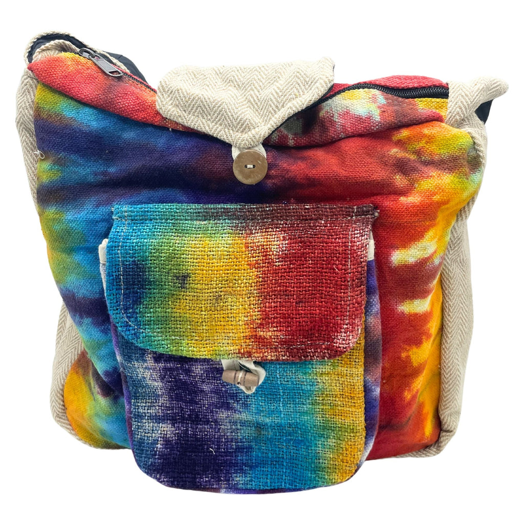 Tie-Dye Hanf Umhängetasche mit Vordertasche