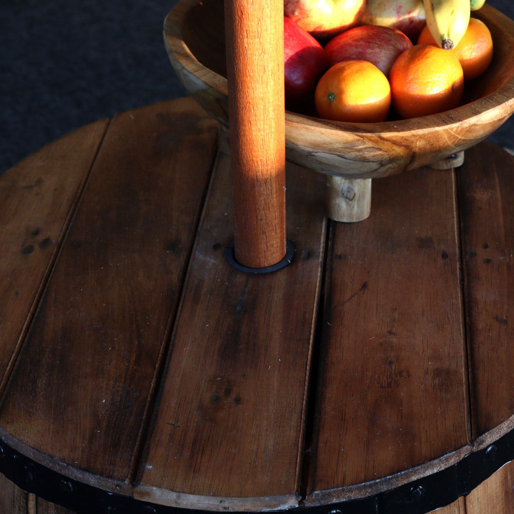 Mesa de barril de cerveza y soporte para parasol – Madera natural 60 x 48,5 cm