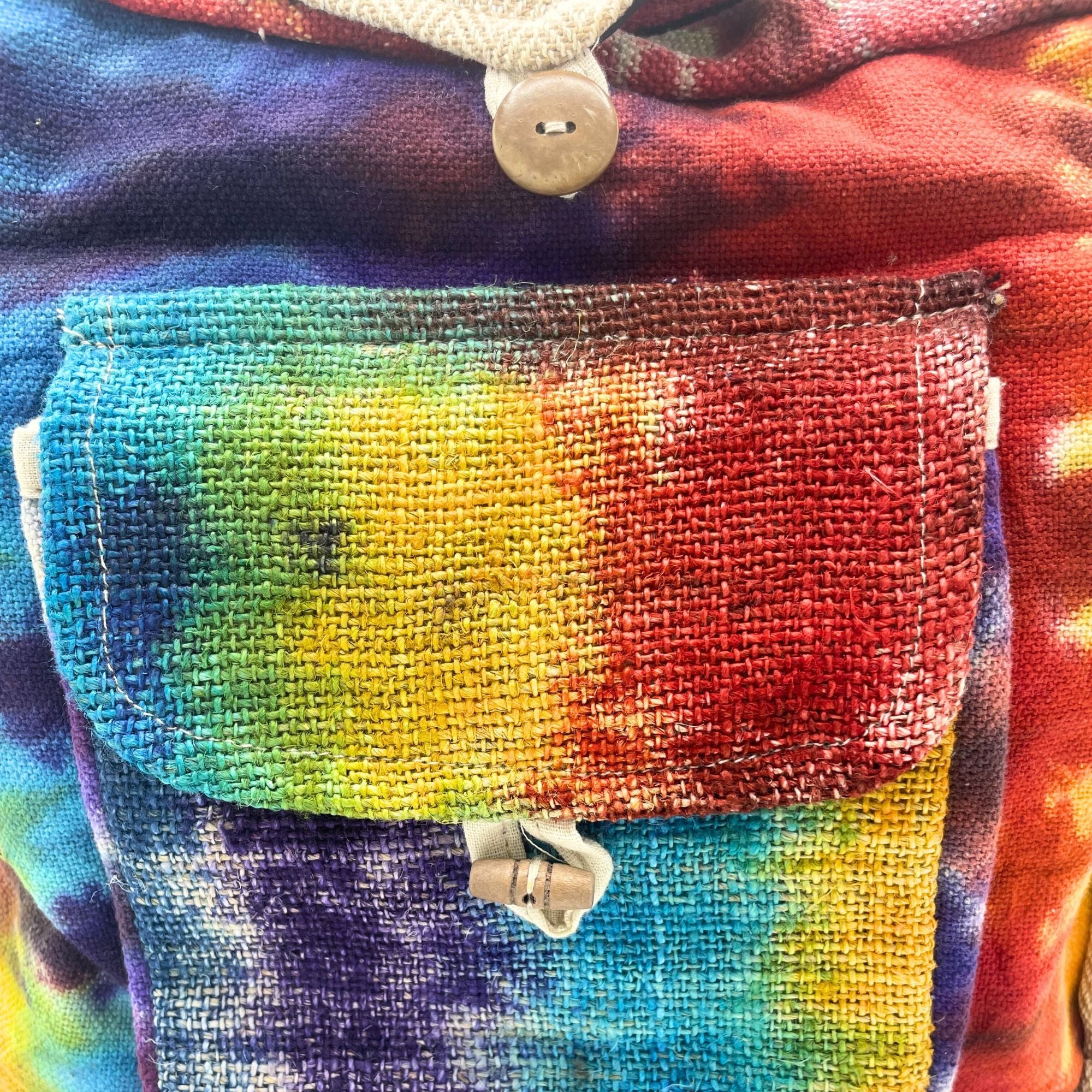 Tie-Dye Hanf Umhängetasche mit Vordertasche