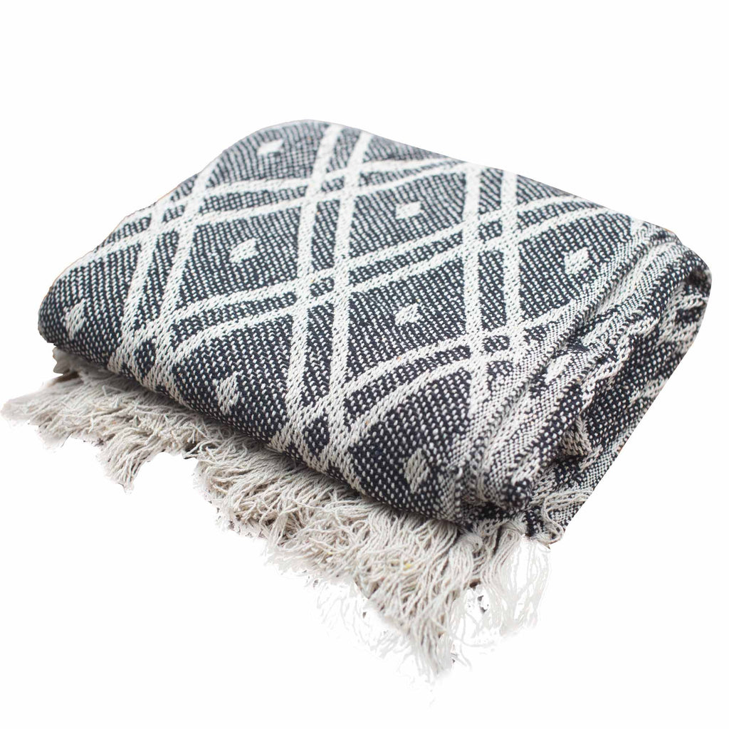 Mantas Boho Comfort - Negro y Beige Regency