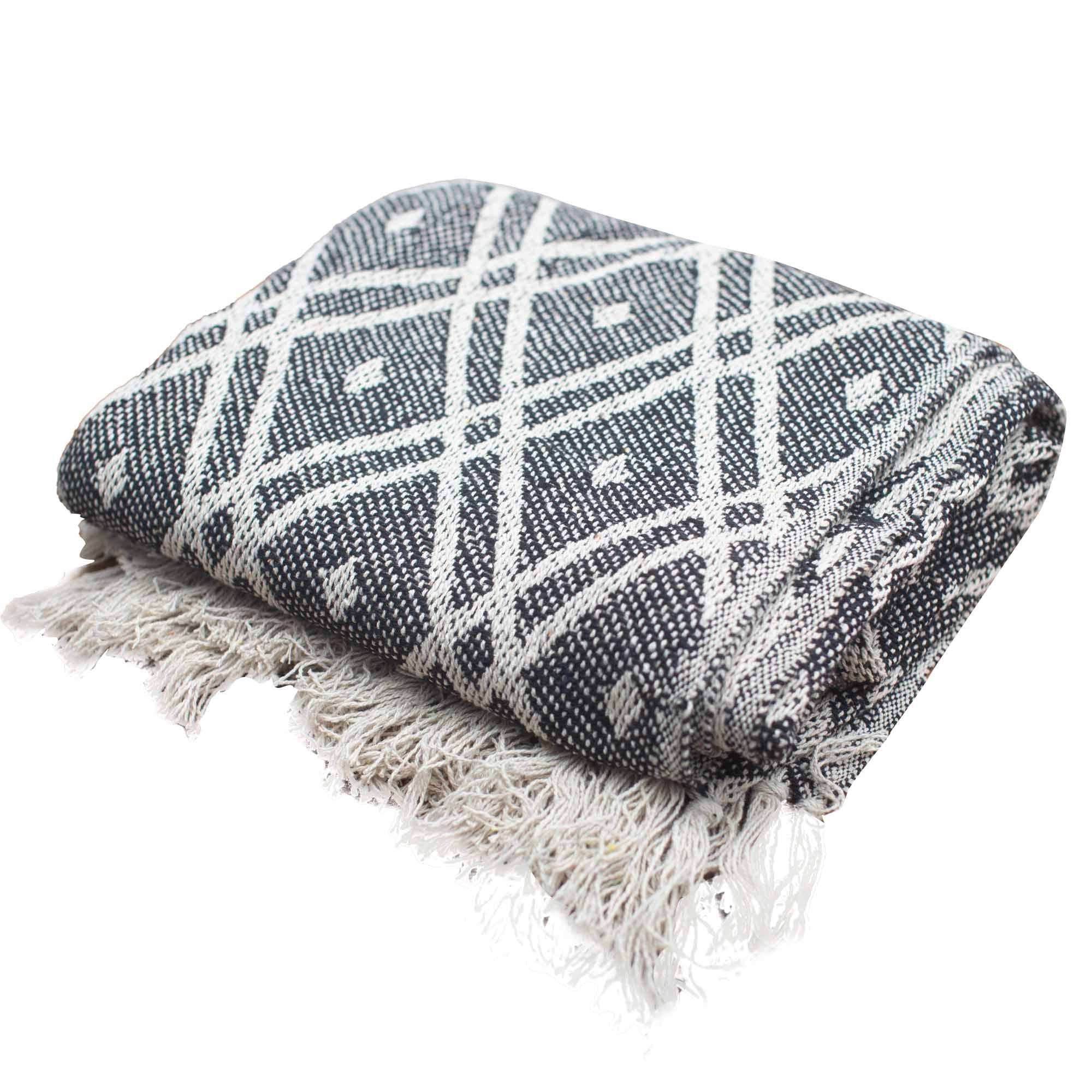 Mantas Boho Comfort - Negro y Beige Regency
