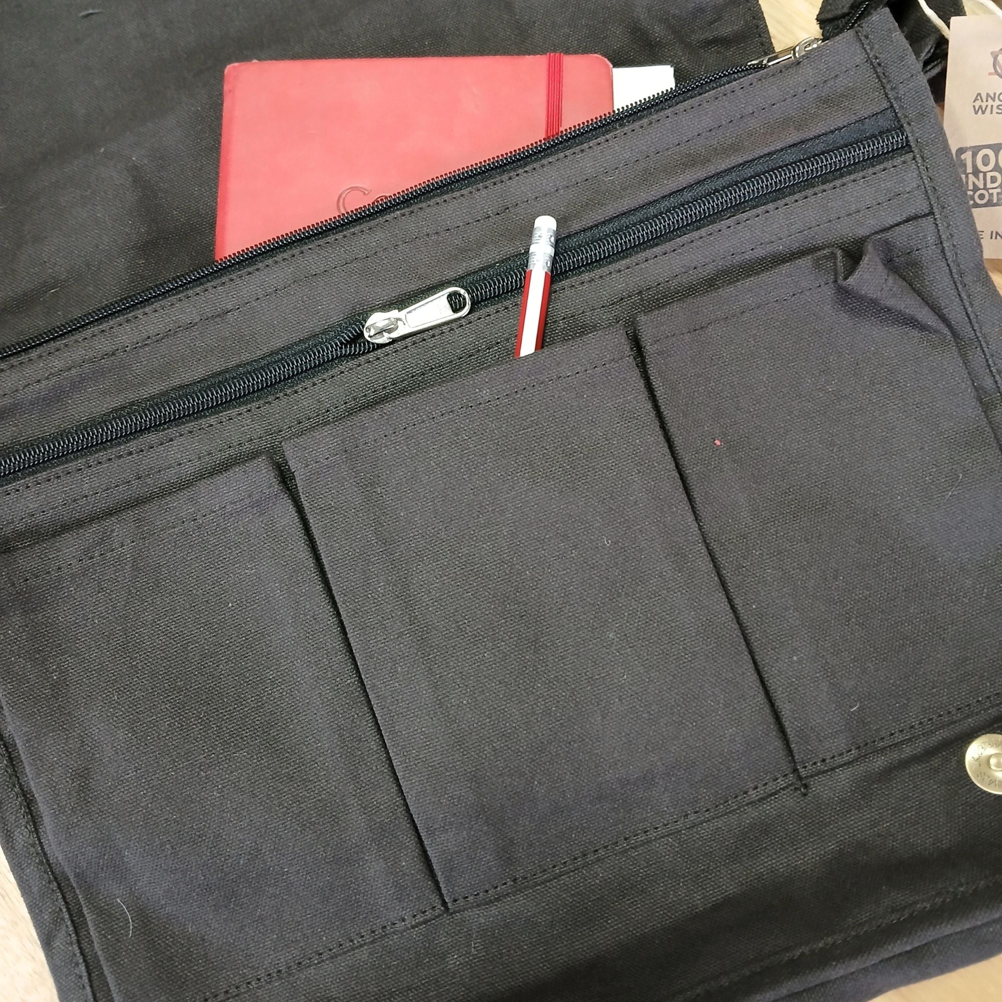 Bolso mensajero de lona de algodón para portátil - gris carbón
