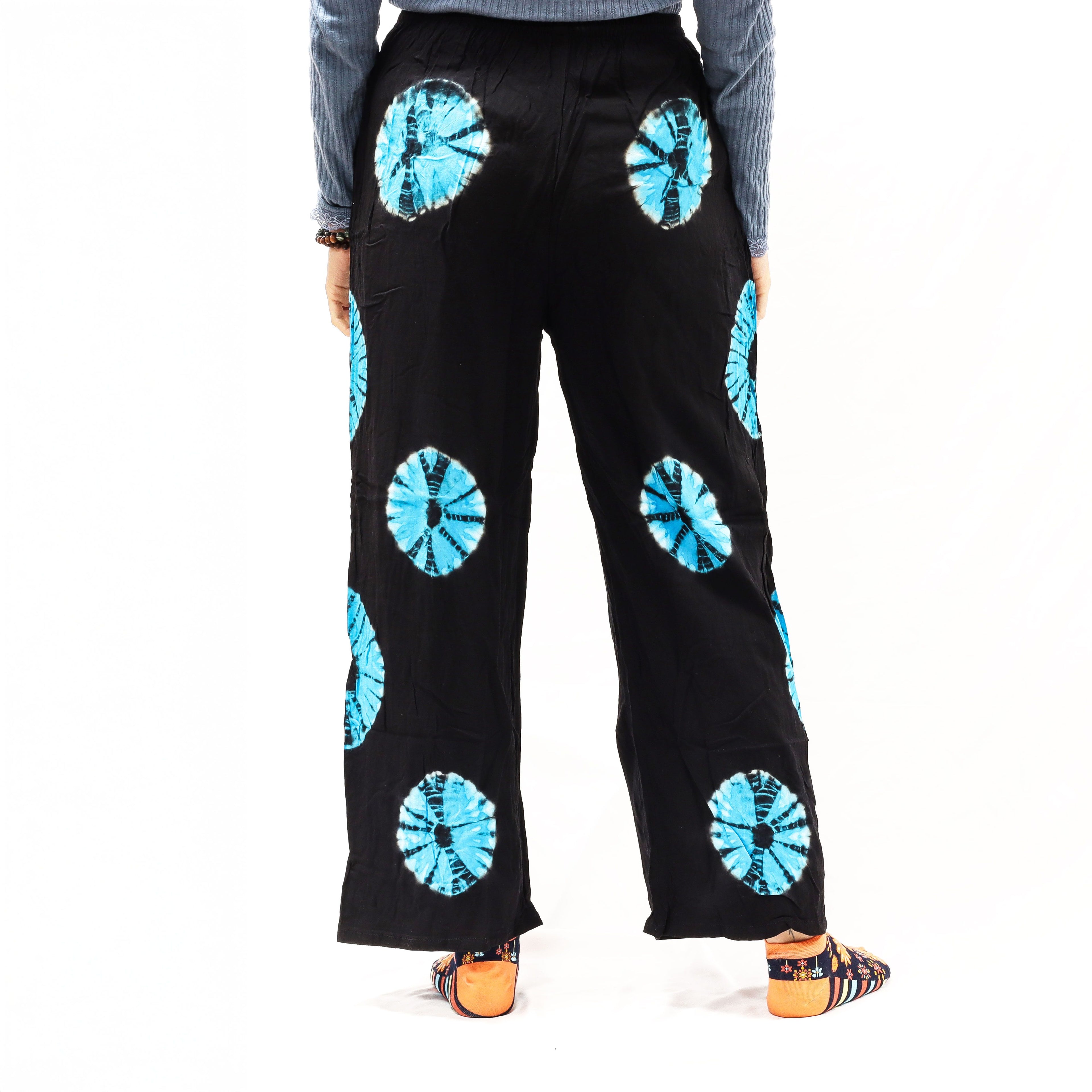 Pantalones de estilo japonés para estar en casa - negro y azul - L