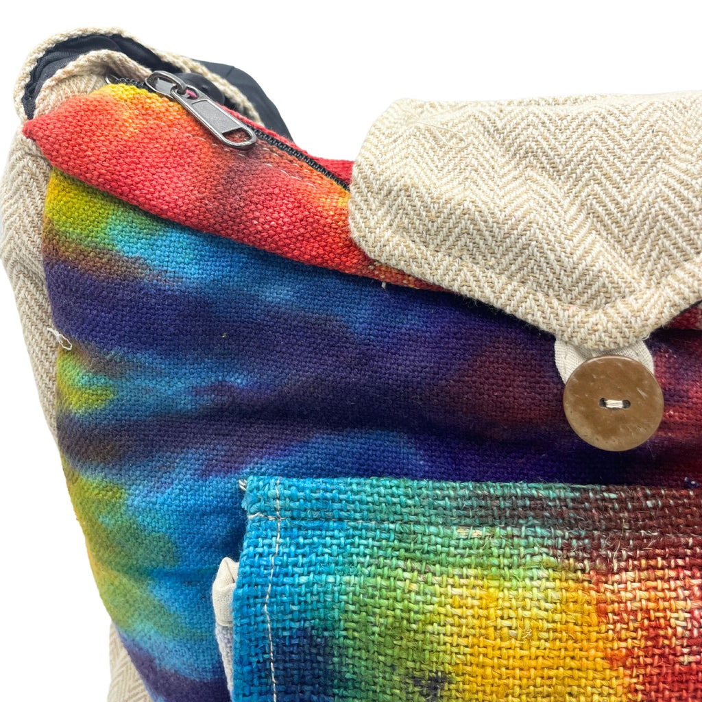 Tie-Dye Hanf Umhängetasche mit Vordertasche