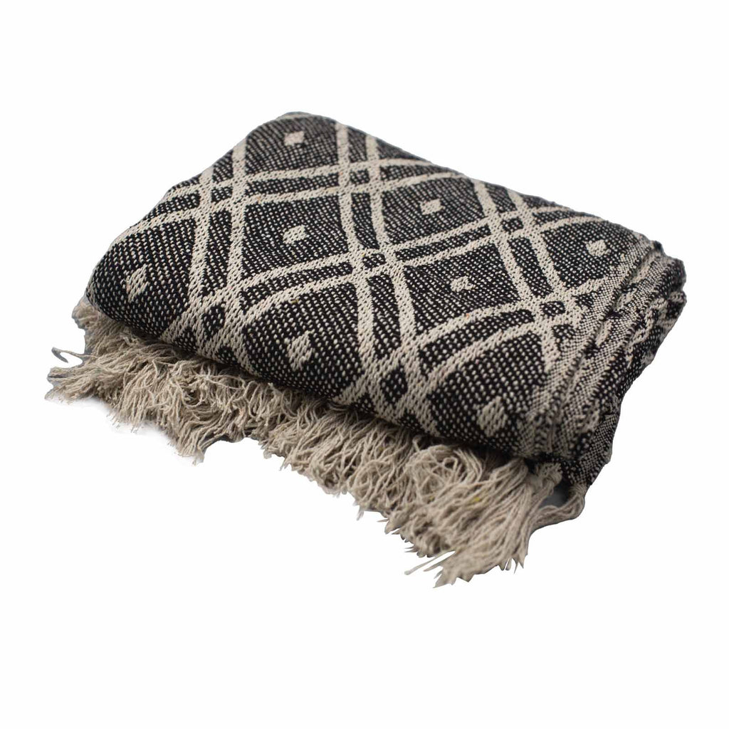 Mantas Boho Comfort - Negro y Beige Regency