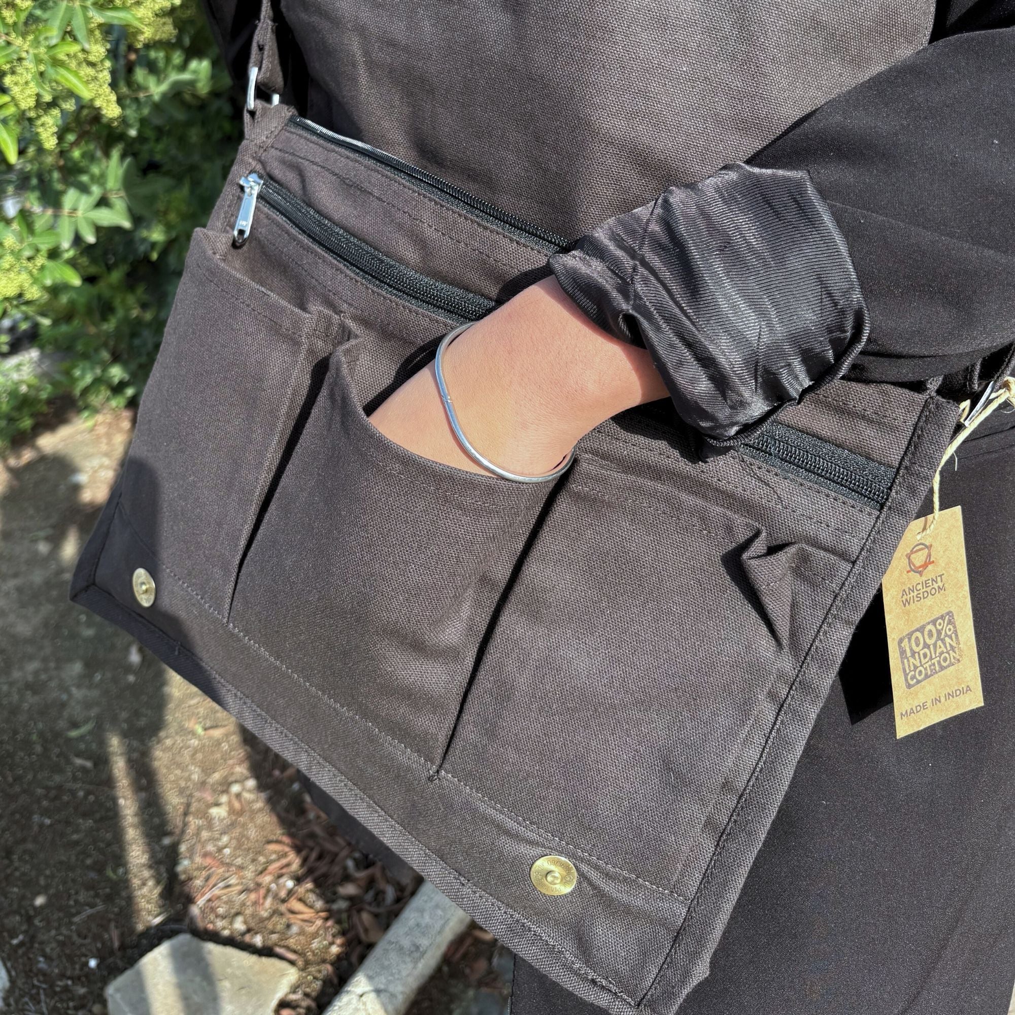 Bolso mensajero de lona de algodón para portátil - gris carbón