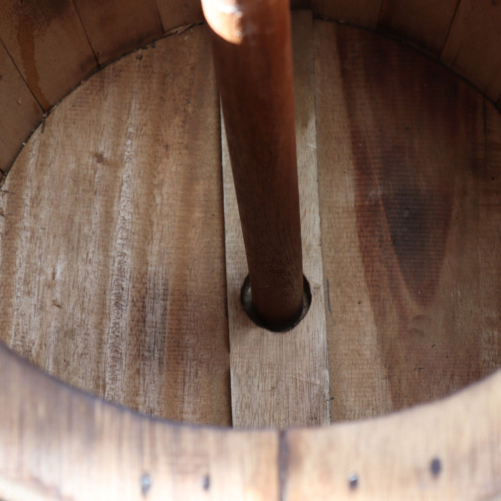 Taburete de barril de cerveza y soporte para parasol – Madera natural 38 x 32 cm