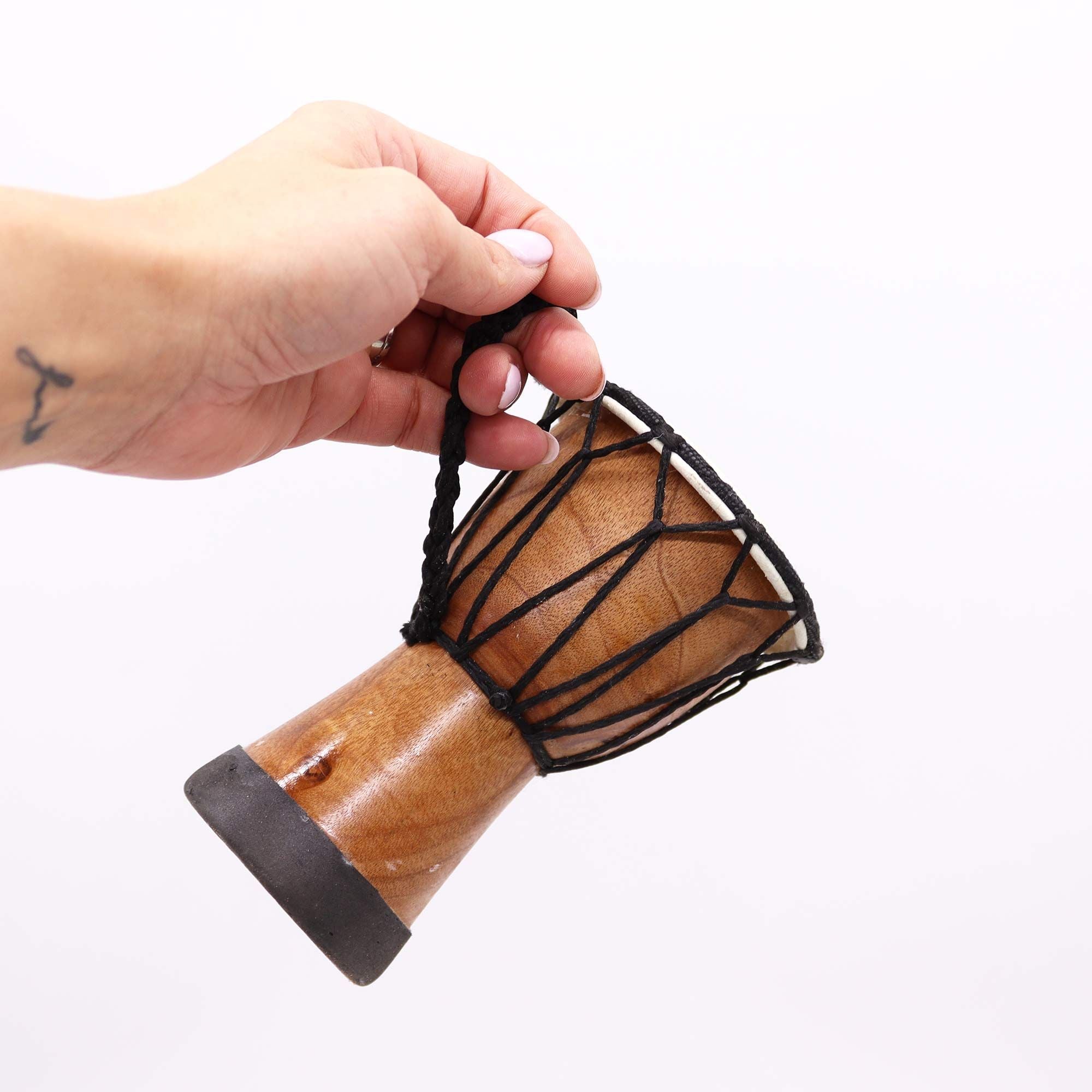 Tambor de Yembé hecho a mano con tapa ancha - 15 cm