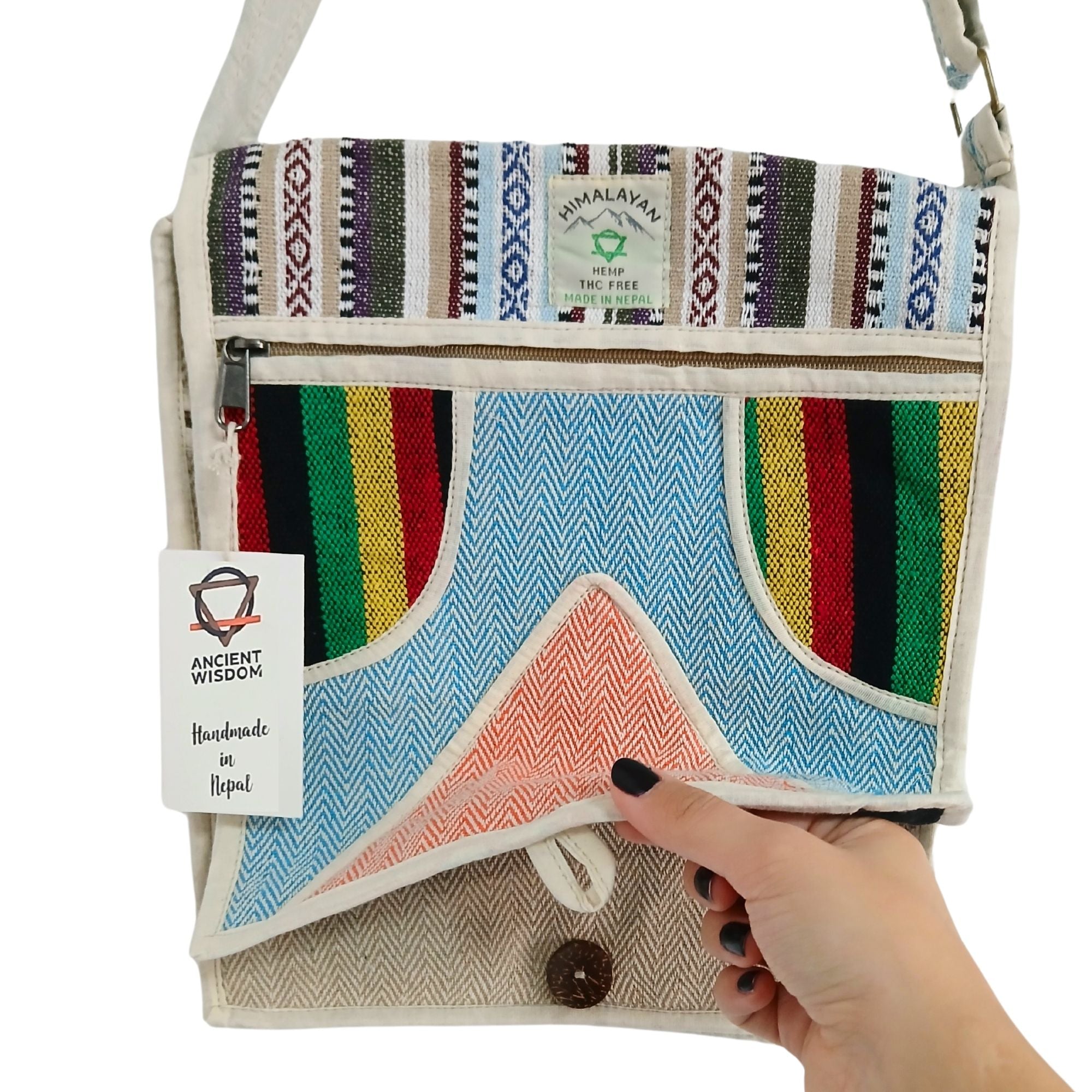 Mochila de Mensajero de Cáñamo para Portátil - Triángulo