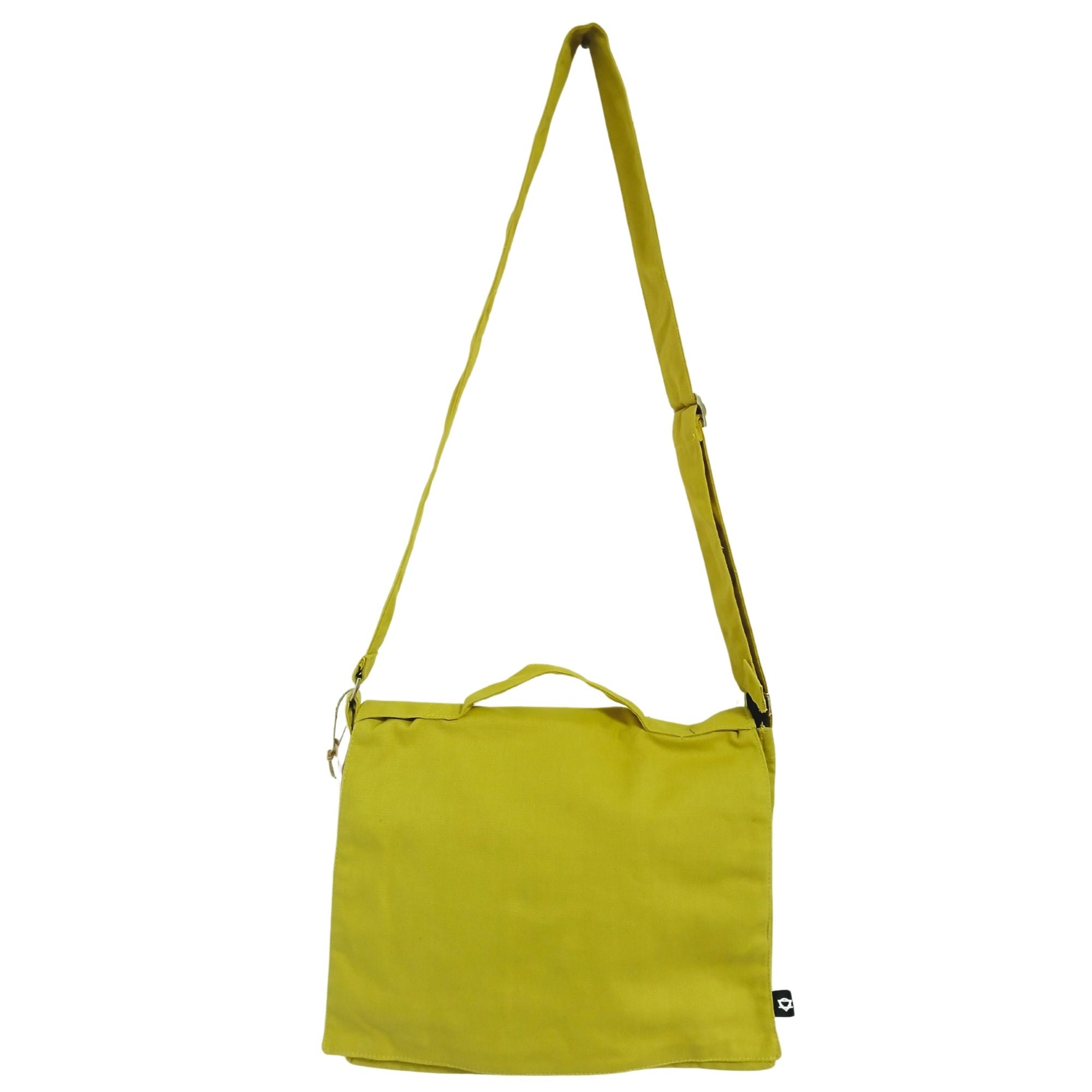 Bolsa de mensajero de lona de algodón para portátil - Mostaza