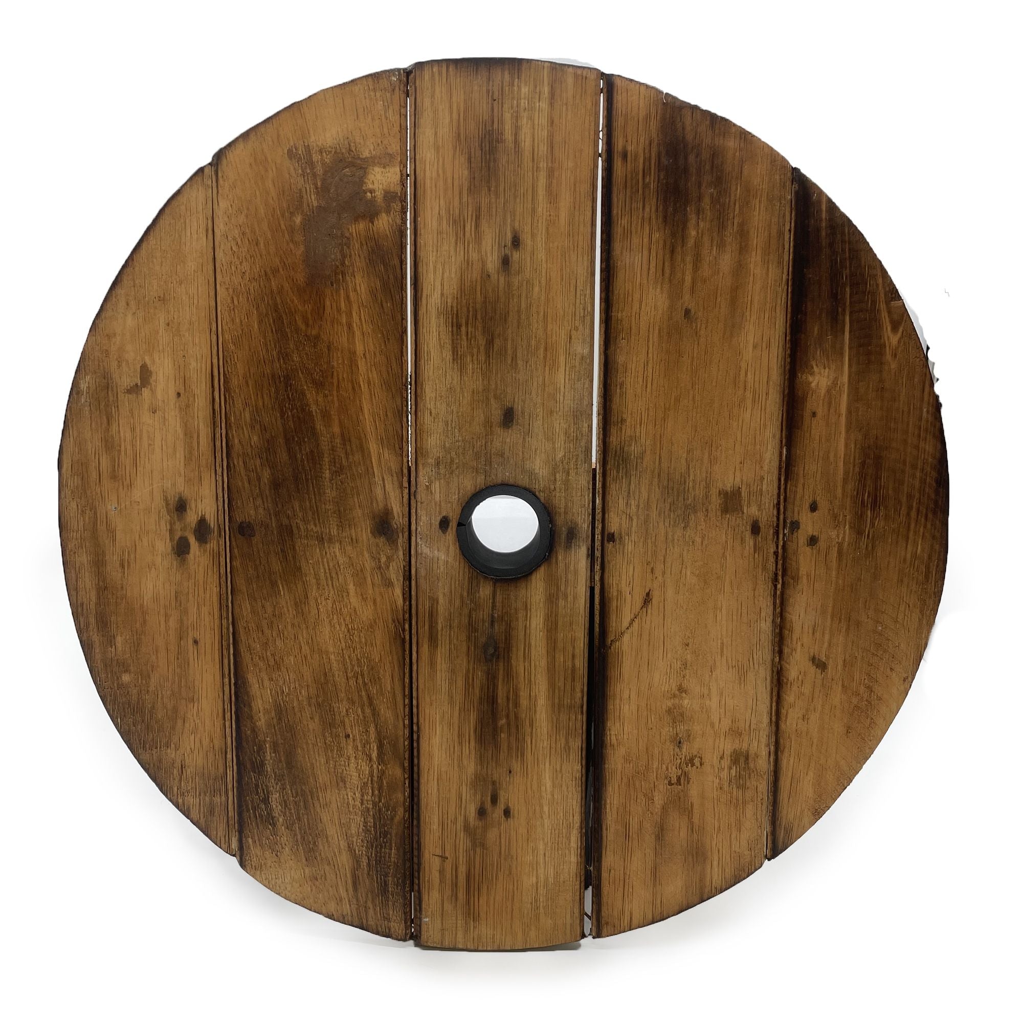 Taburete de barril de cerveza y soporte para parasol – Madera natural 38 x 32 cm