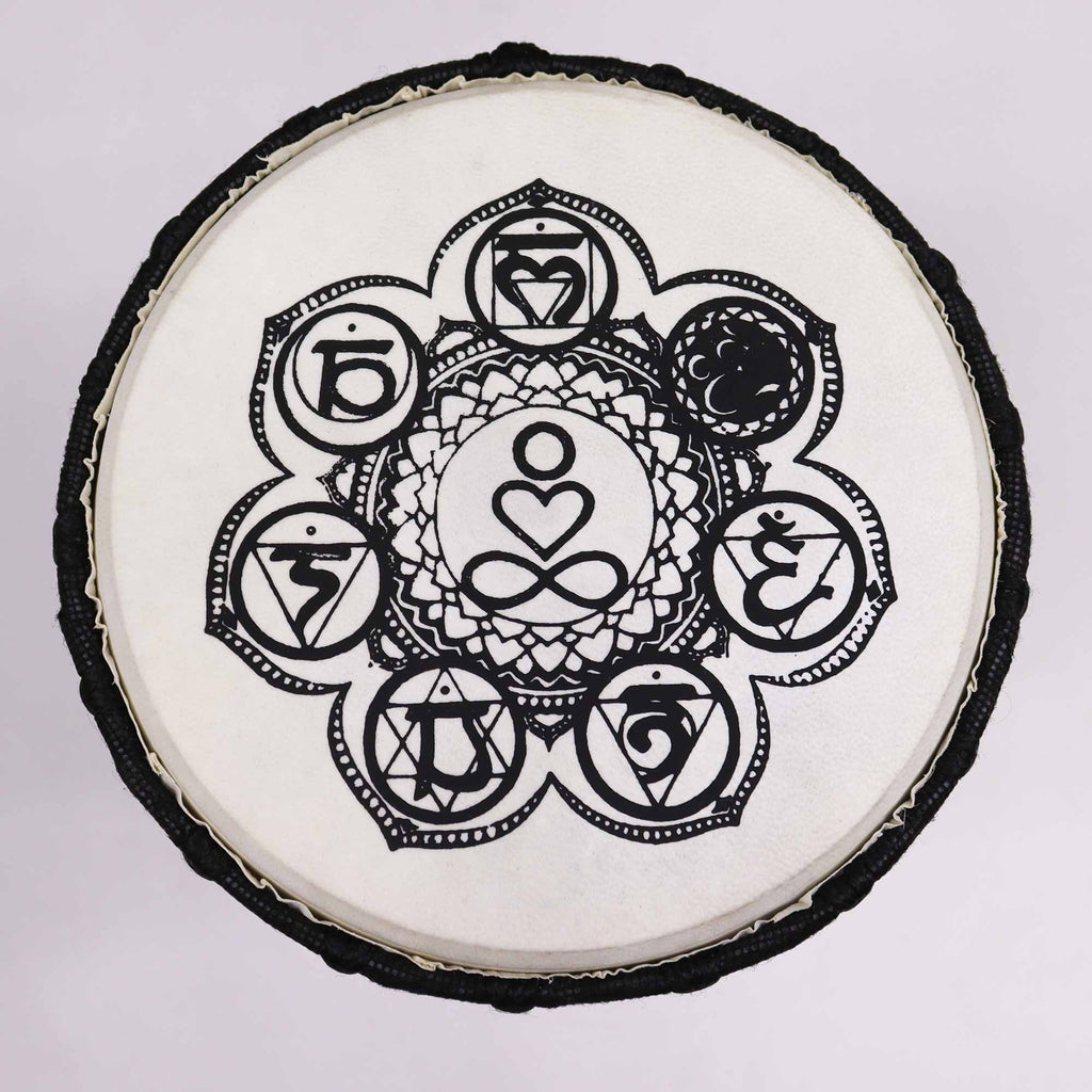 Tambor Yembe hecho a mano con tapa ancha - 30cm