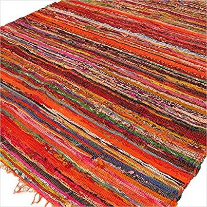 Alfombra de lujo de retazos, 152 x 90 cm - Naranja