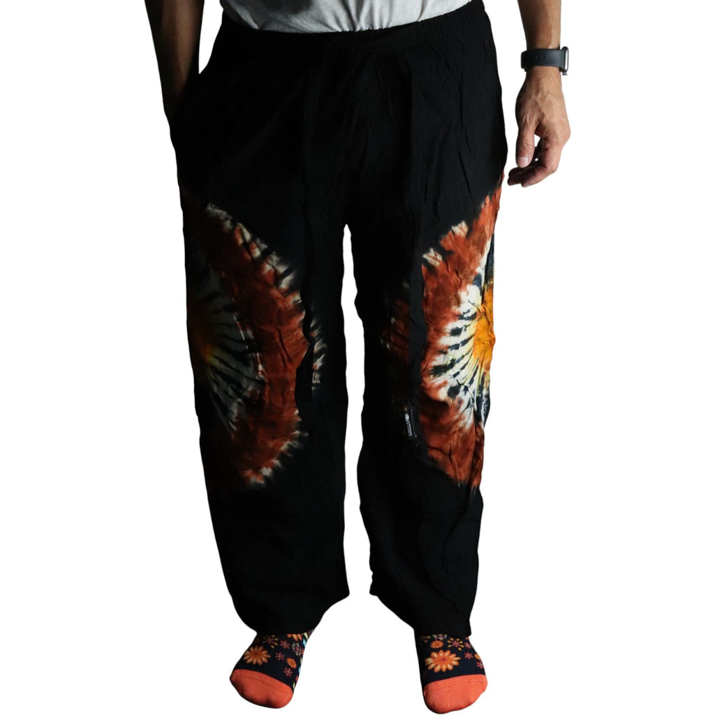 Pantalones de descanso de estilo japonés - negro chocolate y naranja - L