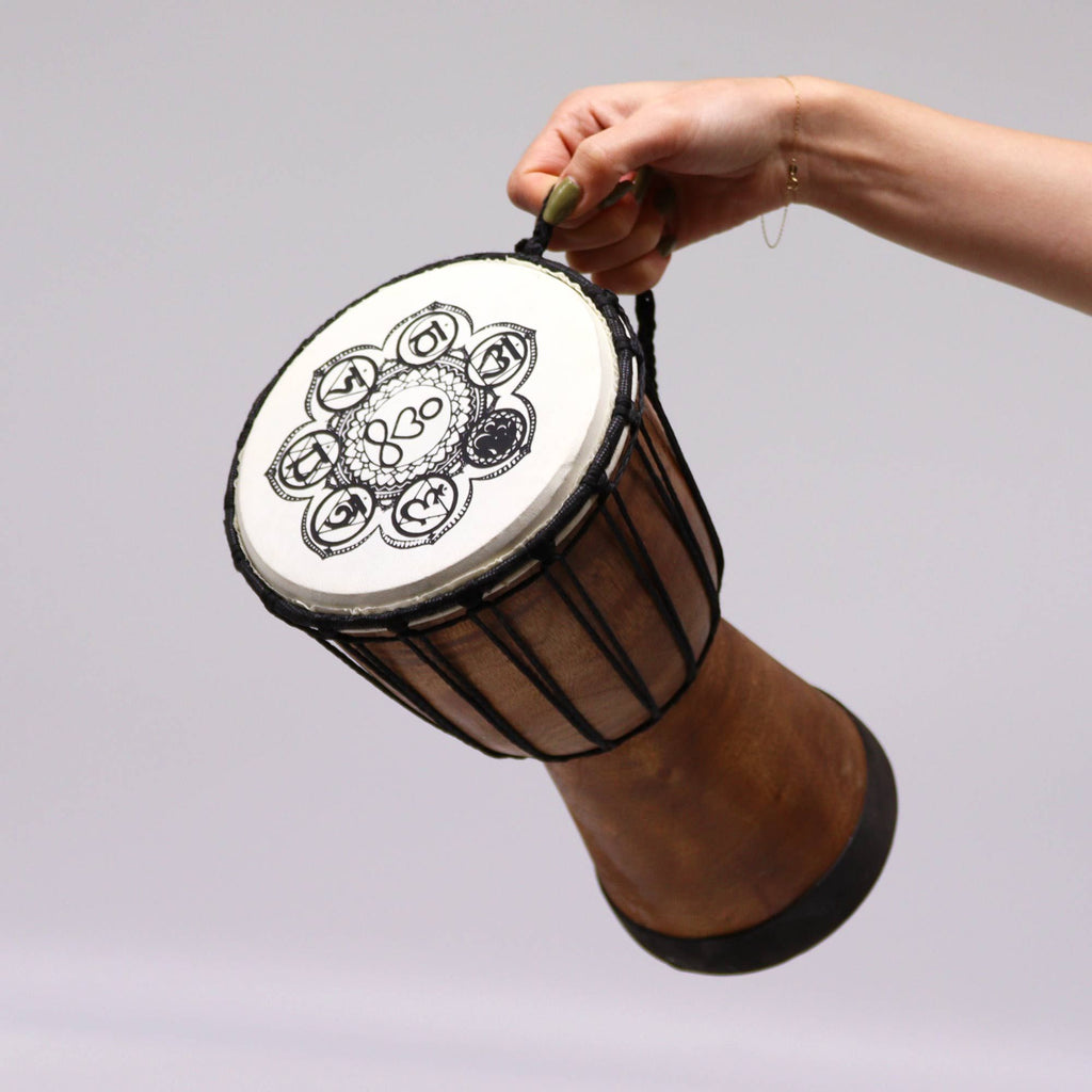 Tambor Yembe hecho a mano con tapa ancha - 30cm