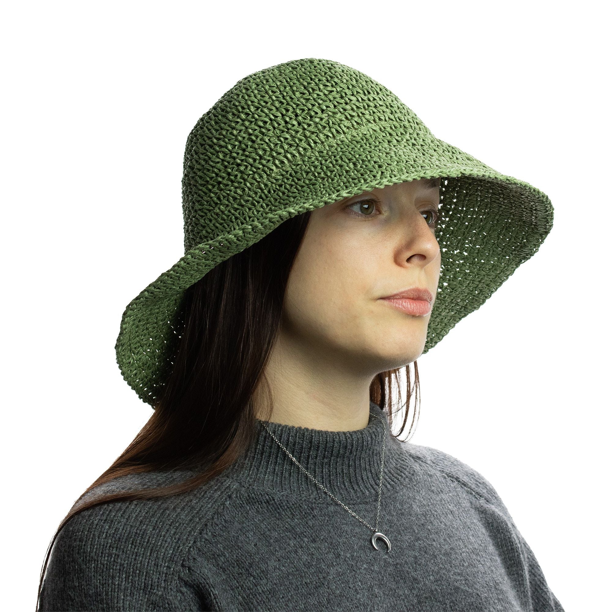 Chapéu de sol de palha flexível Nomad Sari - Verde Musgo