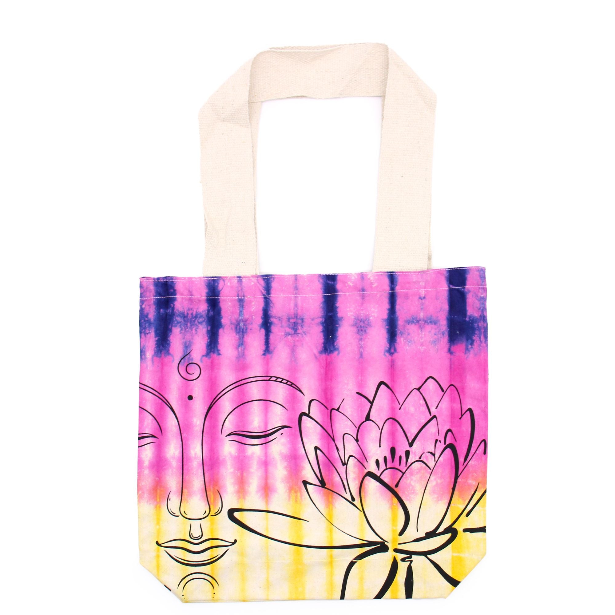 Bolsas de Algodón "Tie Dye" (170g) - 38x42x12cm - Buda de Loto - Multicolor - Asa Natural