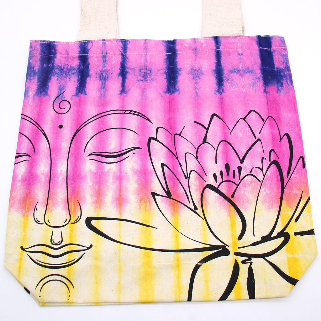 Bolsas de Algodón "Tie Dye" (170g) - 38x42x12cm - Buda de Loto - Multicolor - Asa Natural
