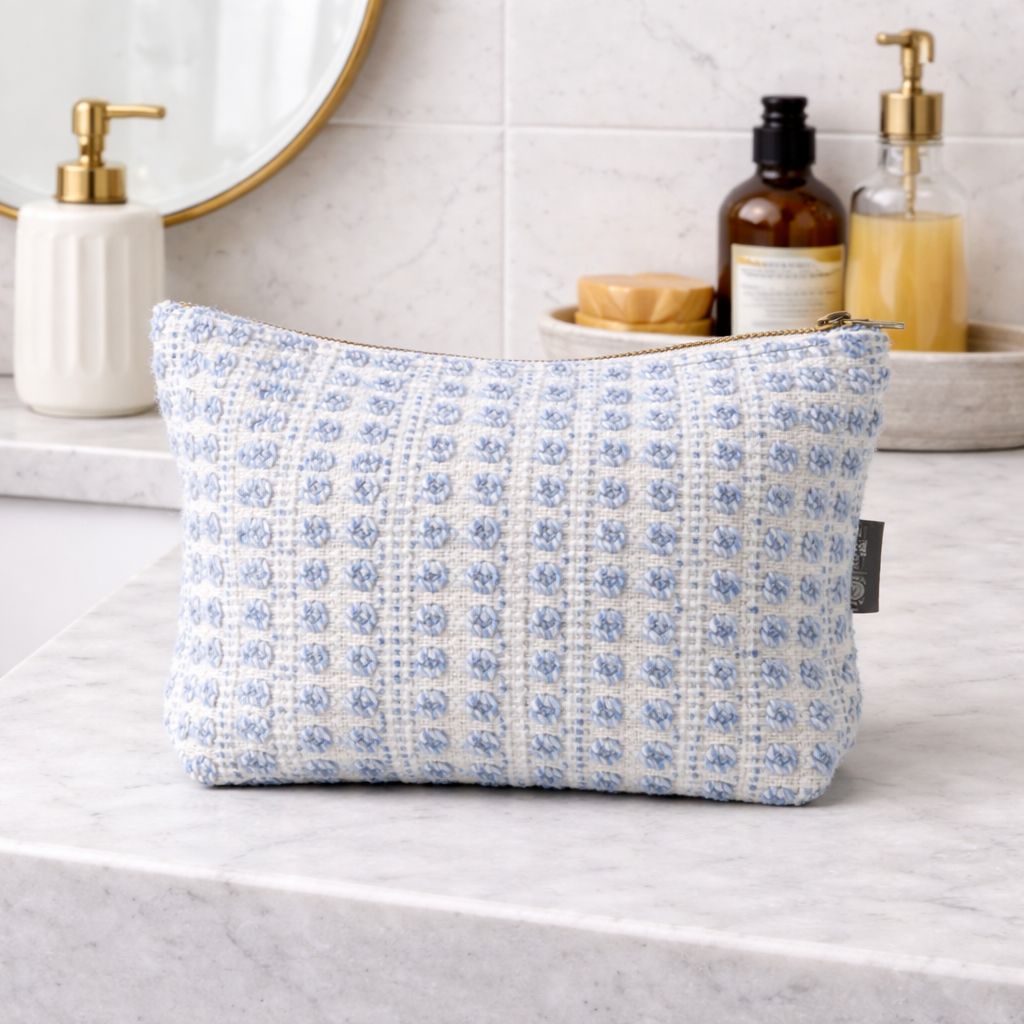 Nomad Sari Indische Jacquard Kulturtasche – Indigo Echo
