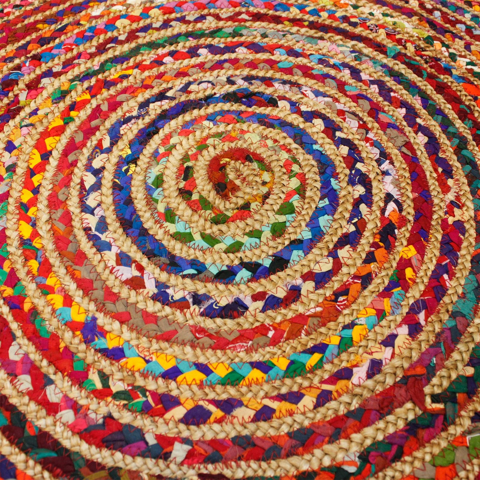 Alfombra Redonda de Yute y Algodón Reciclado -  90 cm