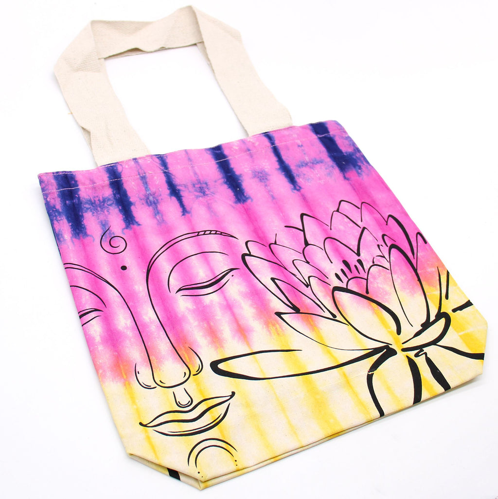 Bolsas de Algodón "Tie Dye" (170g) - 38x42x12cm - Buda de Loto - Multicolor - Asa Natural