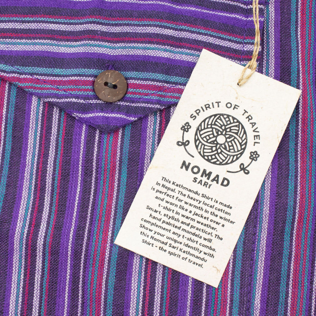 Camisa Nomad Sari Grandad - Preta e Roxa - Tamanho XL