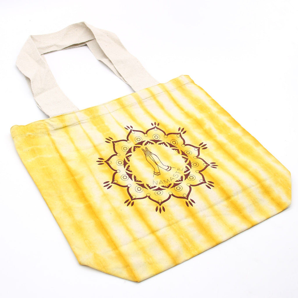 Bolsas de algodón "Tie Dye" (170g) - 38x42x12cm - Namaste Hands - Amarillo - Asa natural