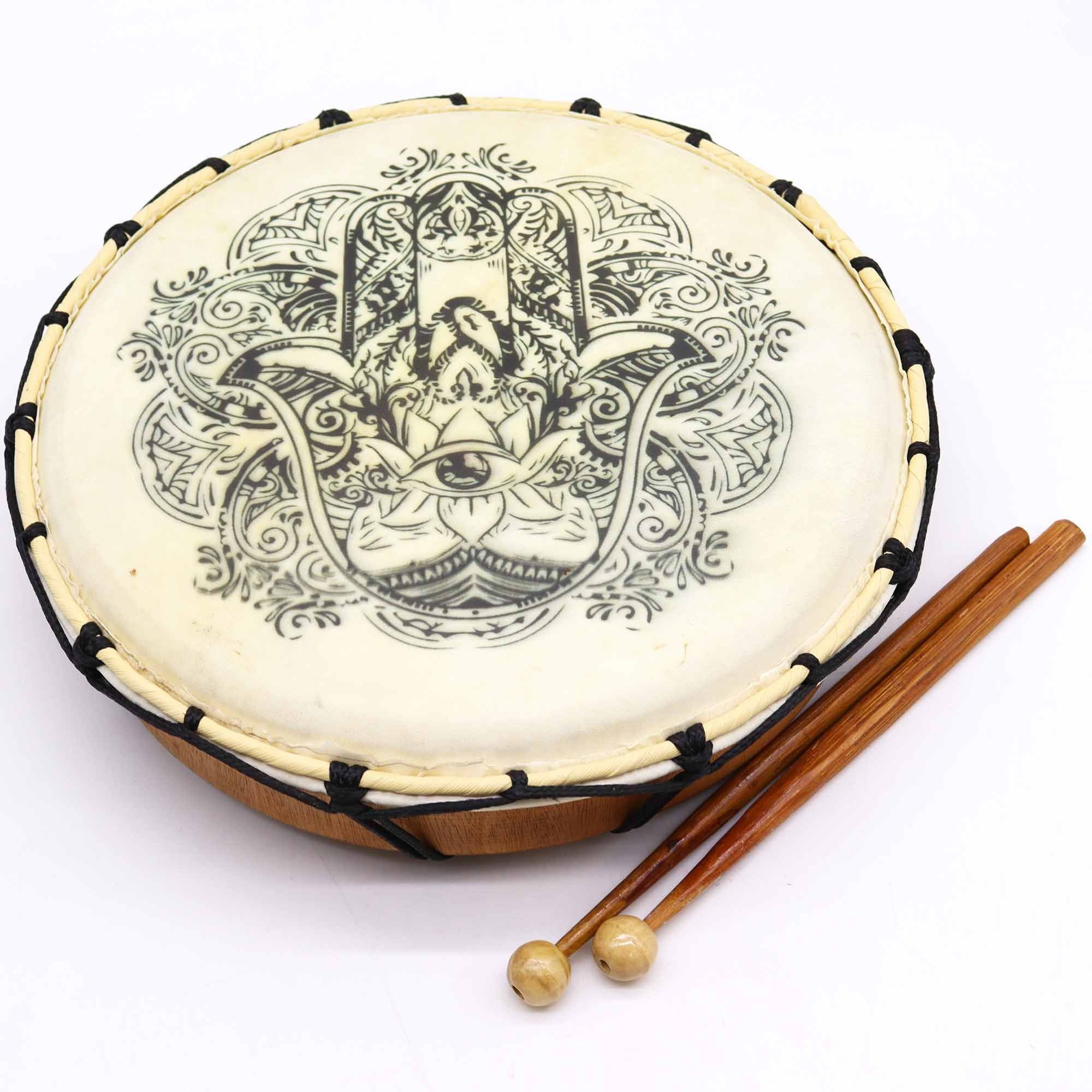 Tambor chamánico Hamsa con baqueta - 30cm